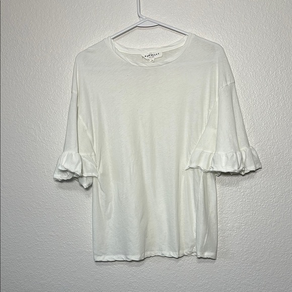 DOWNEAST White Ruffle Sleeve Top M - Picture 1 of 5